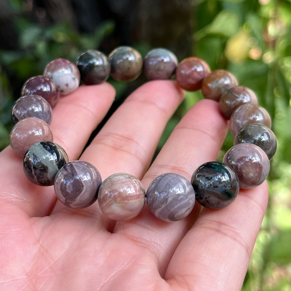 11.5mm stretchable‎ purple Alashan agate bracelet 1920